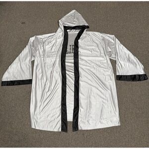 Vintage EVERLAST BOXING ROBE JACKET WITH HOOD Gray SATIN SIZE L